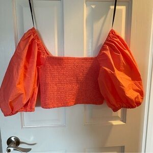 Forever 21 Bright Orange Smocked Blouse